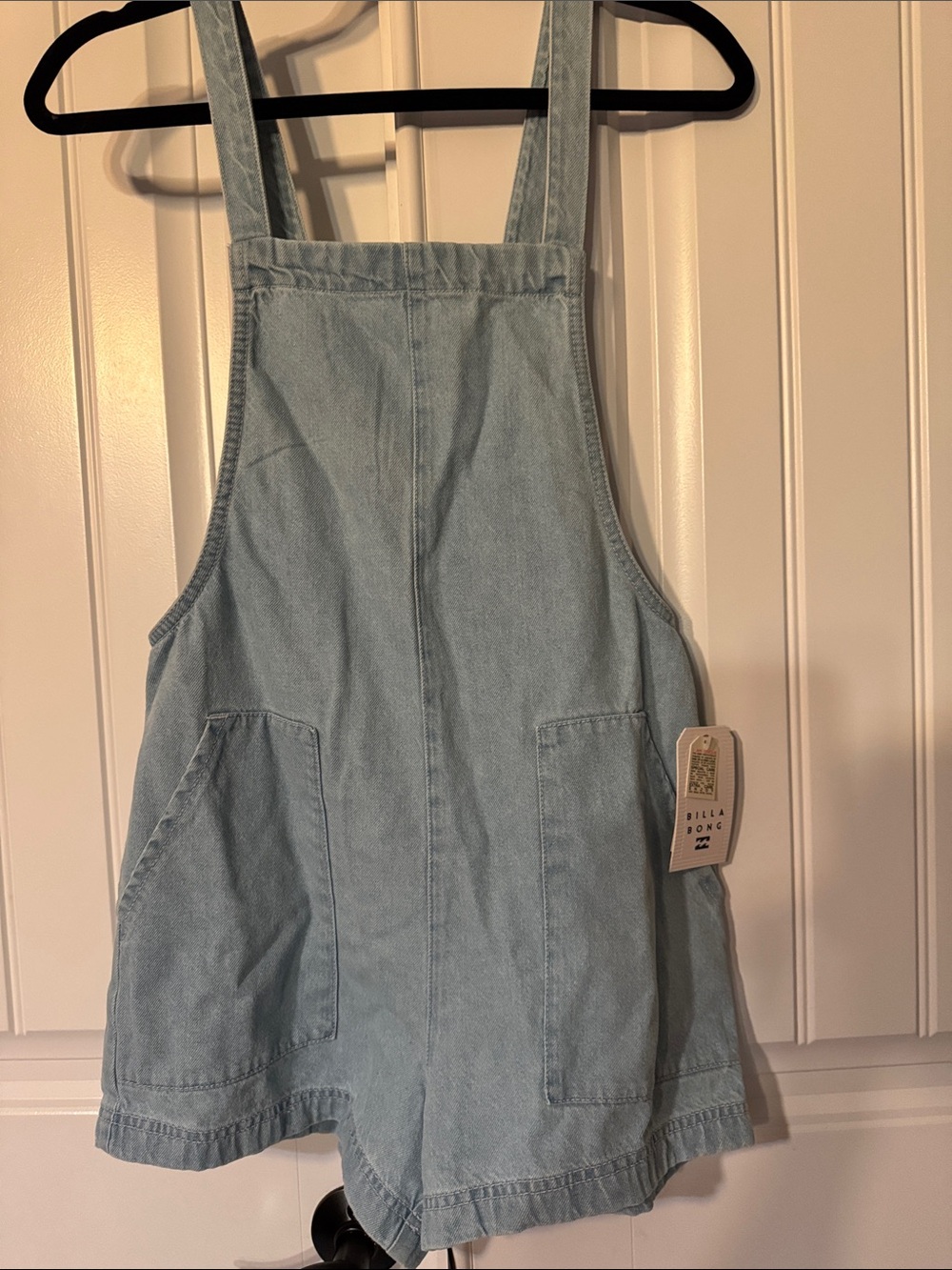 Billabong Light Blue Beach Crush Denim Short Overalls